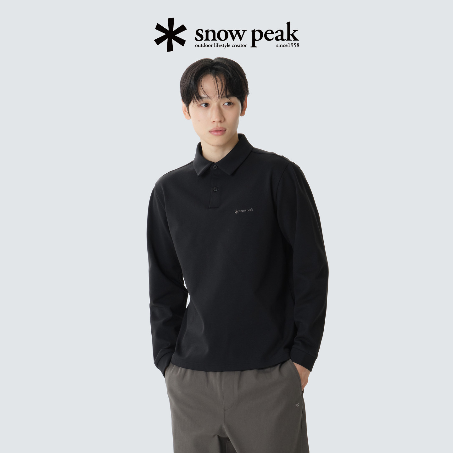 SnowPeak雪峰2026年秋季新品男士长T 弹力纱长袖POLO衫