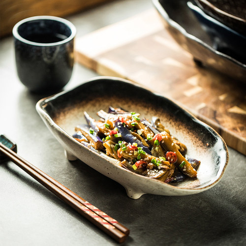 异形高脚陶瓷盘子西餐盘子特色餐厅创意菜盘咖喱鸡盘青菜盘大号盘