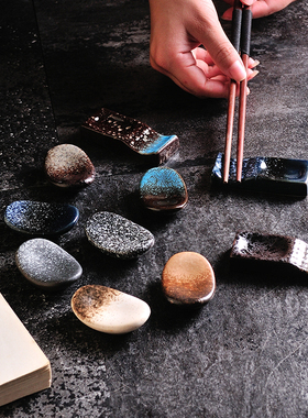 日式简约创意陶瓷筷子架托筷枕勺子托 餐厅饭店筷子托筷架多用途