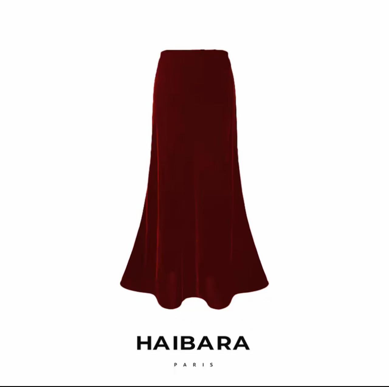 赫本风小黑裙加厚醋酸丝绒半身裙