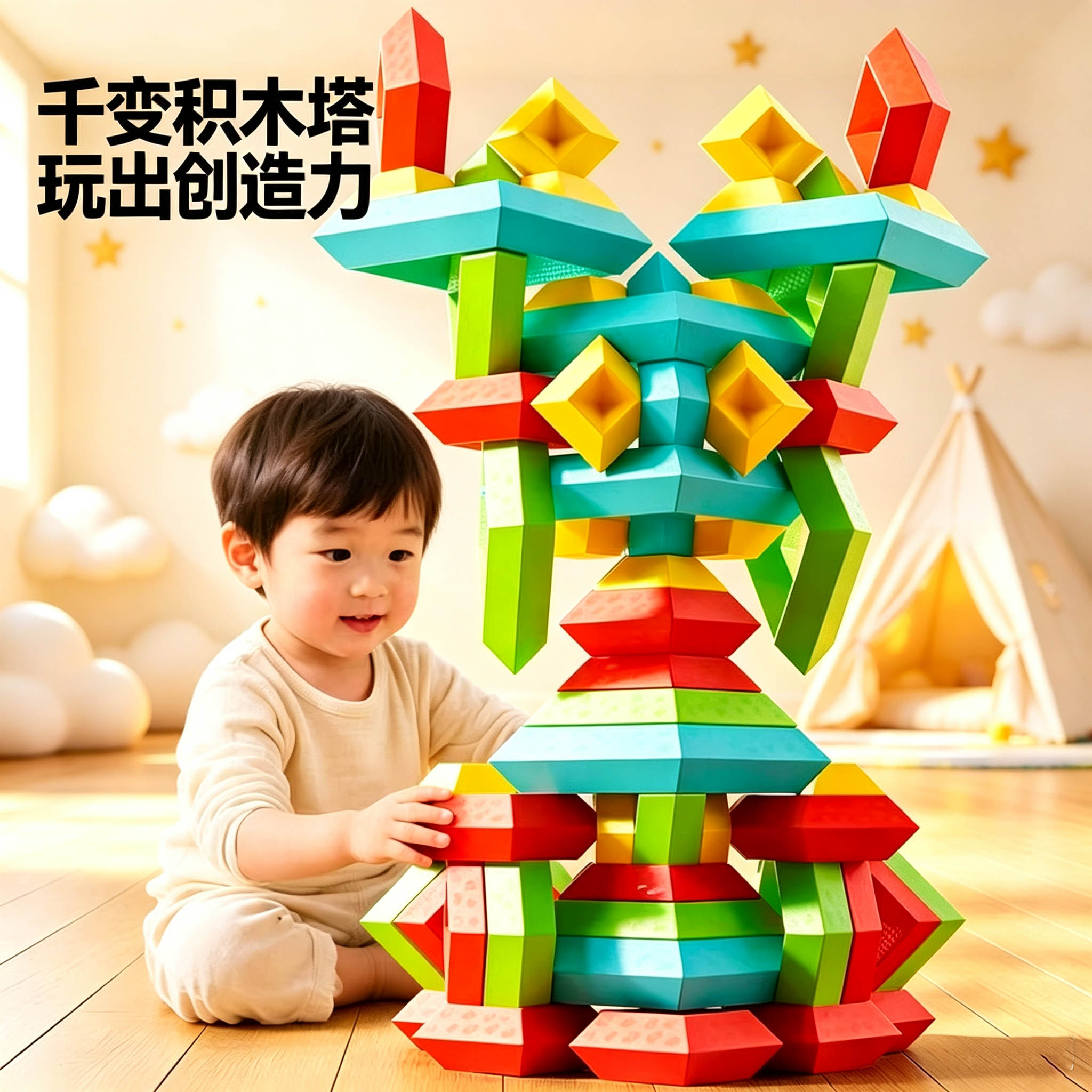 橦鹰百变积木金字塔玩具