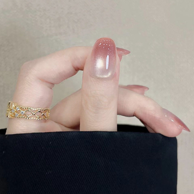 梅子渐变流光猫眼简约元气显白欧美ins风可拆卸美甲片30片