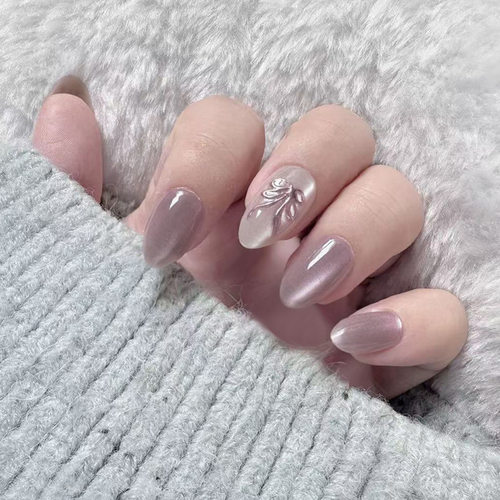 立体猫眼芋泥甜心蝴蝶结温柔欧美风可拆卸美甲30片press on nails