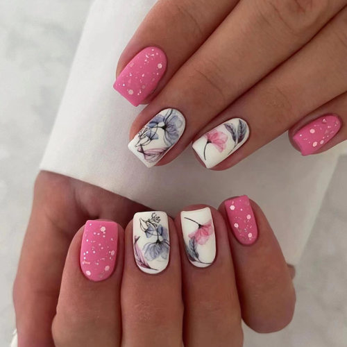 中长款欧方形磨砂荷花闪粉美甲欧美ins风纯色百搭穿戴甲nails