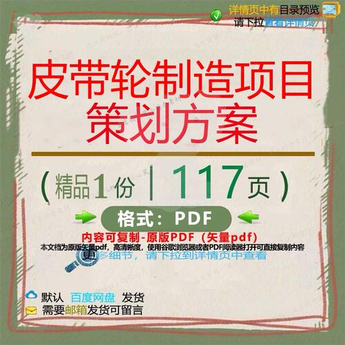 皮带轮制造项目策划方案117页 方案项目策划制造优质文档资料