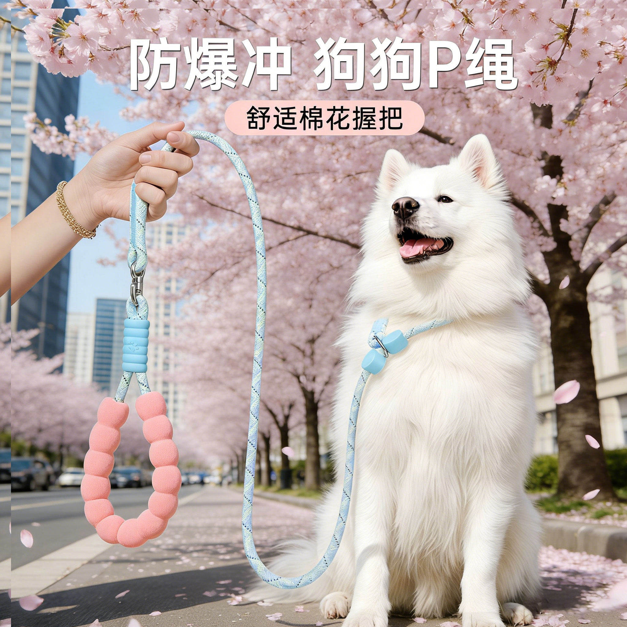 p绳p链狗狗牵引绳防爆冲防挣脱小中大型犬萨摩耶遛狗训狗绳子耐咬