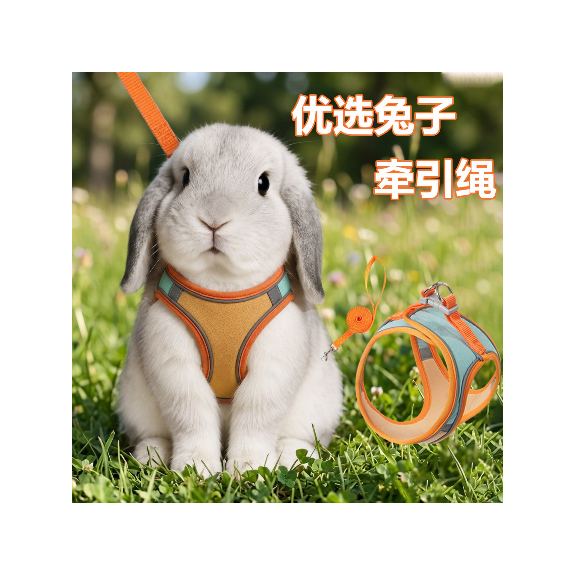 兔子牵引绳遛侏儒兔专用防挣脱小兔兔的神器背带垂耳兔小型荷兰猪