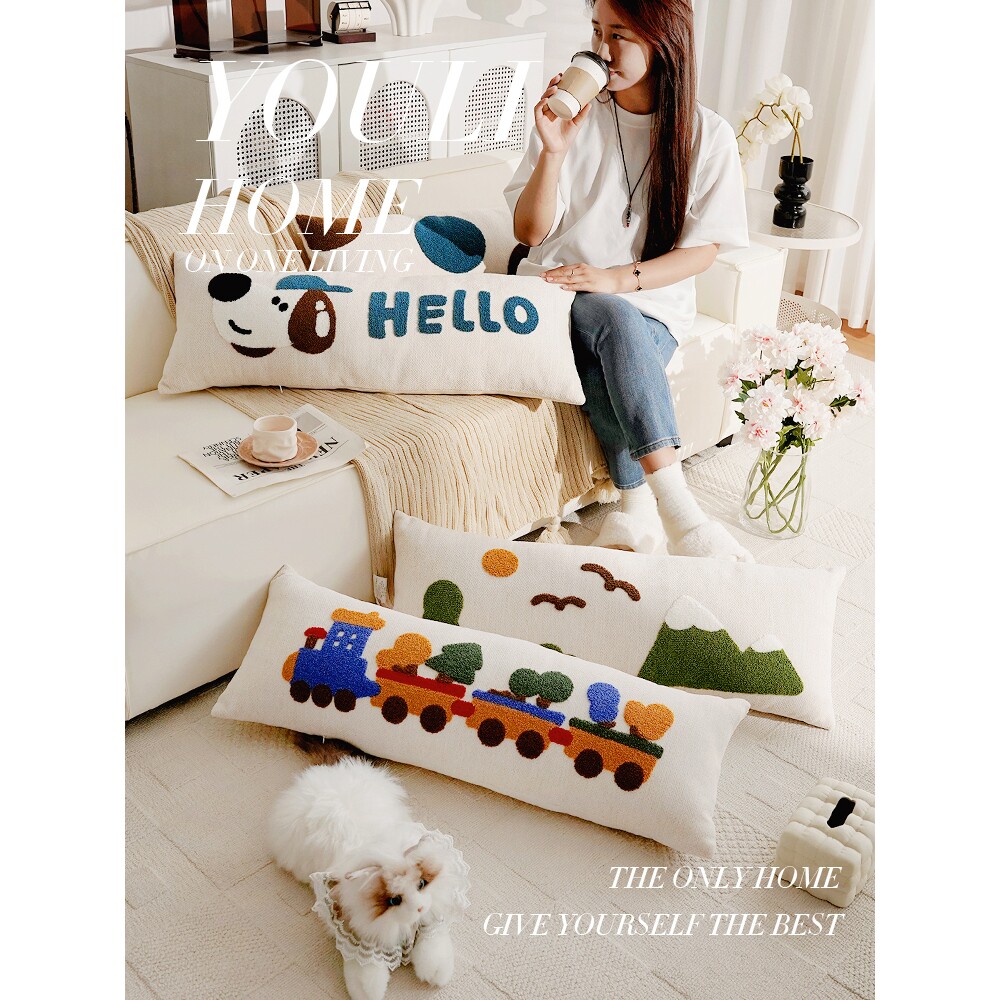 可爱长条靠枕多巴胺腰枕靠背卡通加长客厅沙发抱枕靠垫抱枕套含芯