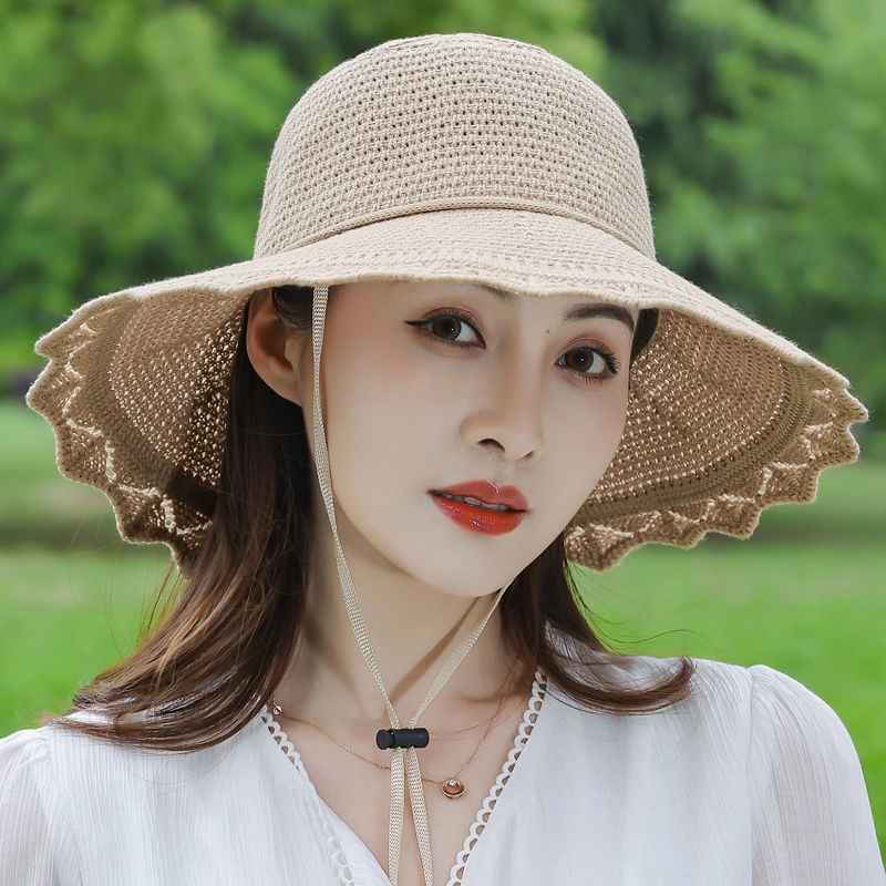 可水洗折叠帽子女春夏季韩版防晒遮阳帽夏天海边沙滩渔夫帽太阳帽