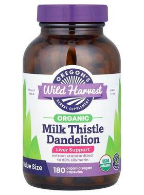 Oregon's Wild Harvest,有机水飞蓟蒲公英，180 粒全素胶囊