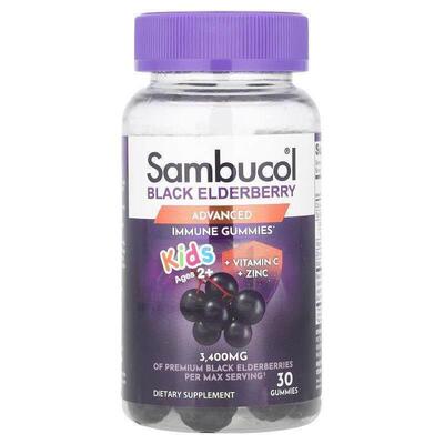 Sambucol,儿童黑接骨木果软糖 + 维生素 C + 锌，2 岁以上，30 粒