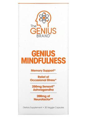 The Genius Brand,Genius Mindfullness，30 粒素食胶囊