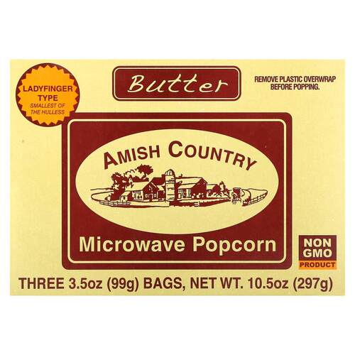 Amish Country Popcorn,微波爆米花，黄油香，3 袋，每袋 3.5 盎9