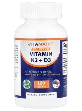 Vitamatic,Vitamin K2 + D3, 120 Tablets