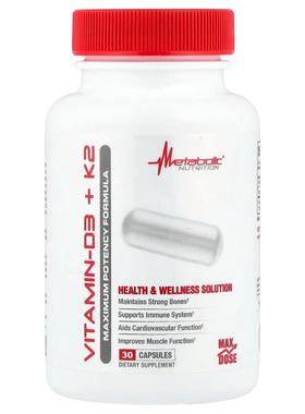 Metabolic Nutrition,维生素 D3 + K2，30 粒胶囊