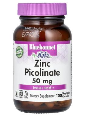 Bluebonnet Nutrition,吡啶甲酸锌，50 毫克，100 粒素食胶囊