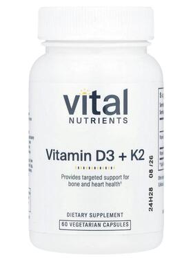 Vital Nutrients,维生素 D3 + K2，60 粒素食胶囊