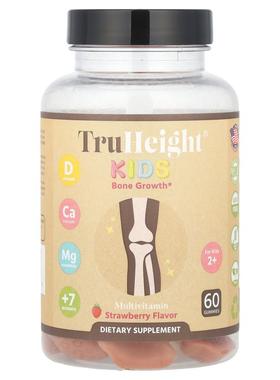 TruHeight,儿童，骨骼生长软糖，适合 2 岁以上儿童，草莓味，60