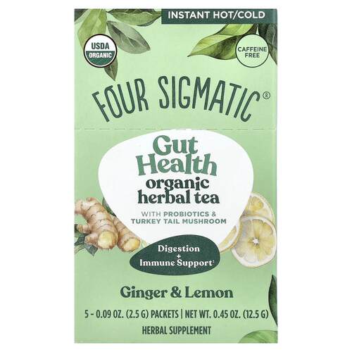 Four Sigmatic,Gut Health, Organic Herbal Tea With Probiotics