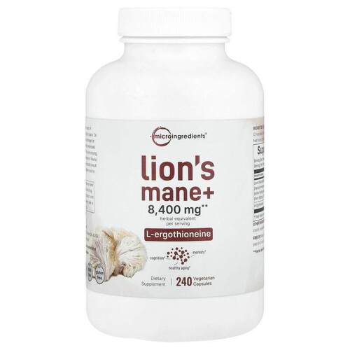Micro Ingredients,猴头菇 + L-角硫因，240 粒素食胶囊
