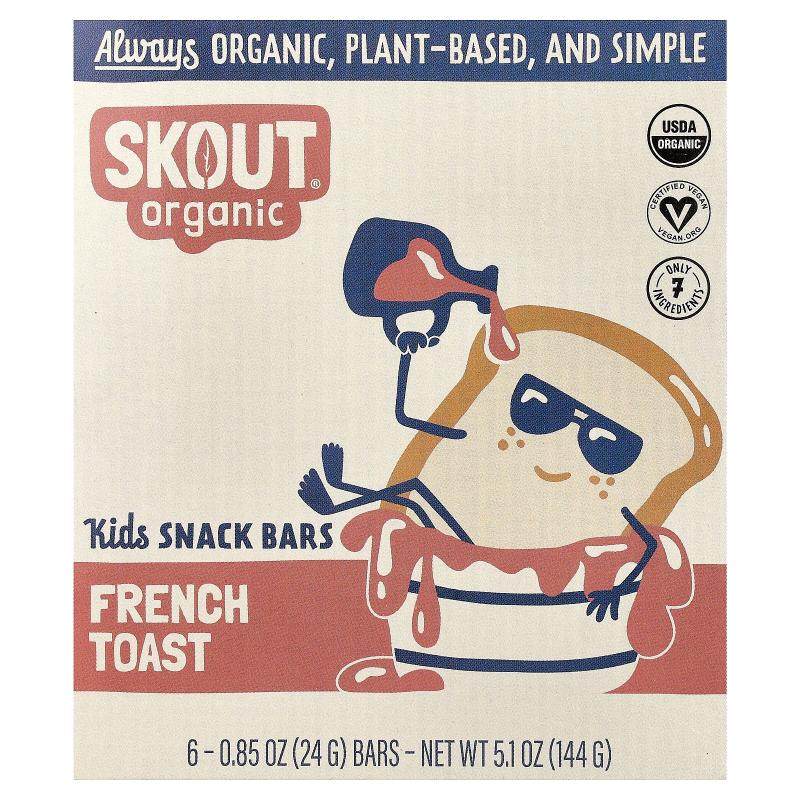 Skout Organic,Kids Snack Bars, French Toast, 6 Bars, 0.85 oz