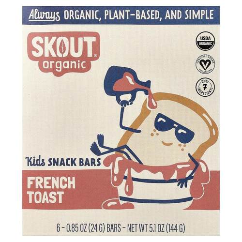 Skout Organic,Kids Snack Bars, French Toast, 6 Bars, 0.85 oz