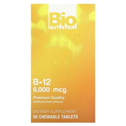 Bio Nutrition,维生素 B-12，樱桃味，6,000 微克，50 片咀嚼片