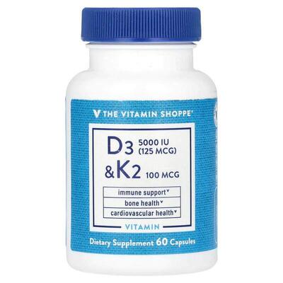 The Vitamin Shoppe,维生素 D3 和 K2，60 粒胶囊