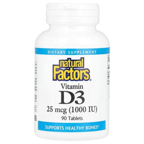 Natural Factors,维生素 D3，25 微克（1,000 国际单位），90 片