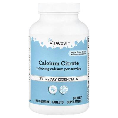 Vitacost柠檬酸钙片咀嚼片天然橙味舒心岁月温暖相伴