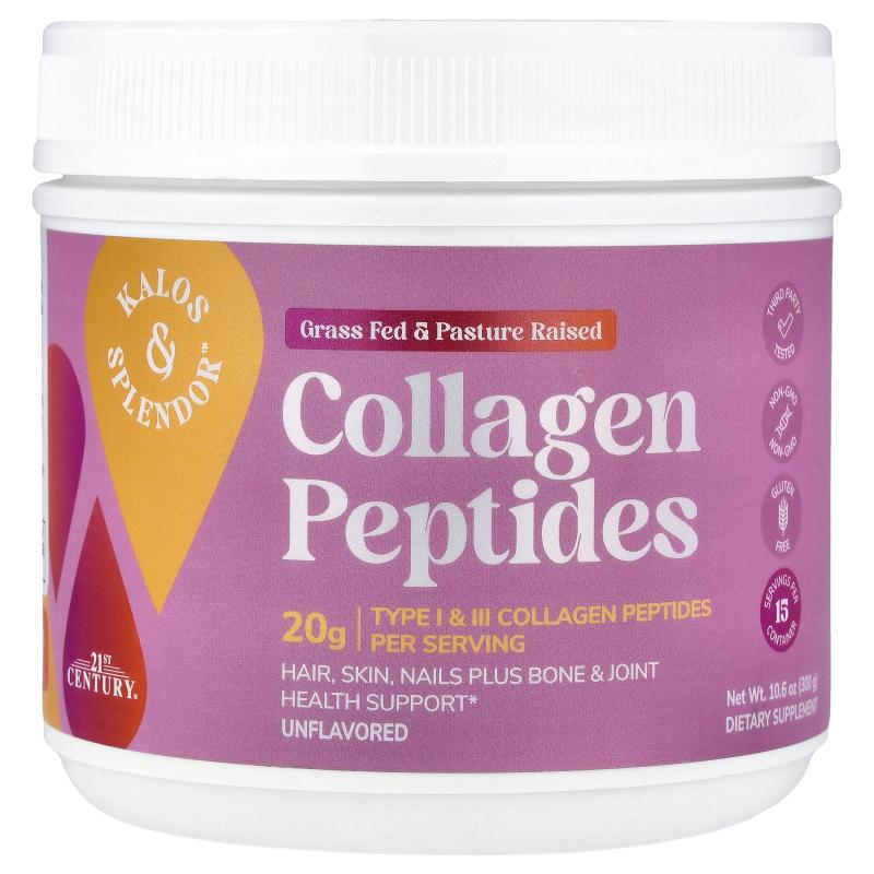 21世纪,Kalos & Splendor™ Collagen Peptides, Unflavored, 10.6