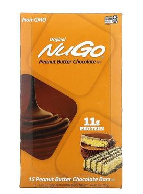 NuGo Nutrition,原味花生酱巧克力棒，15 根，每根 1.76 盎司（50