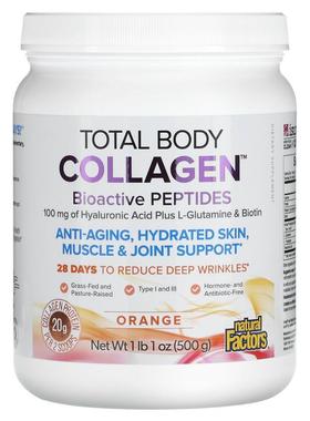 Natural Factors,全身胶原蛋白，生物活性肽，橙味，1 磅 1 盎司5