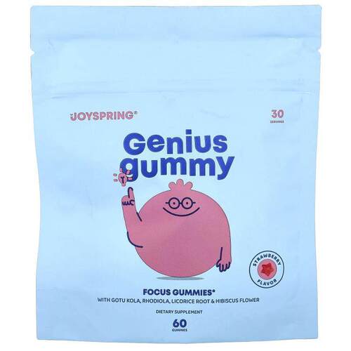 JoySpring,Genius Gummy, Strawberry, 60 Gummies