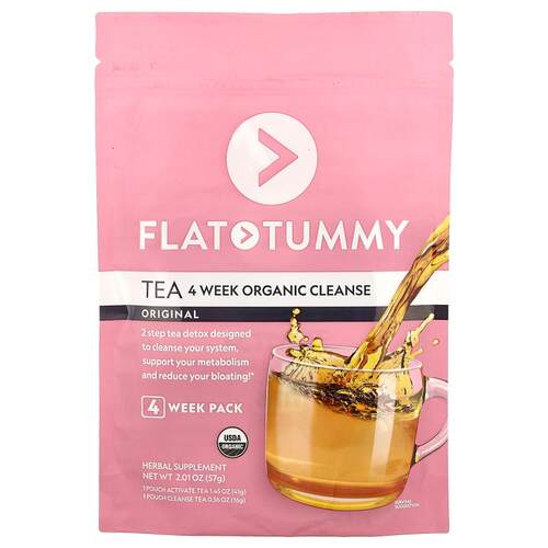 Flat Tummy,茶，4 周有机清洁配方，原味，2.01 盎司（57 克）
