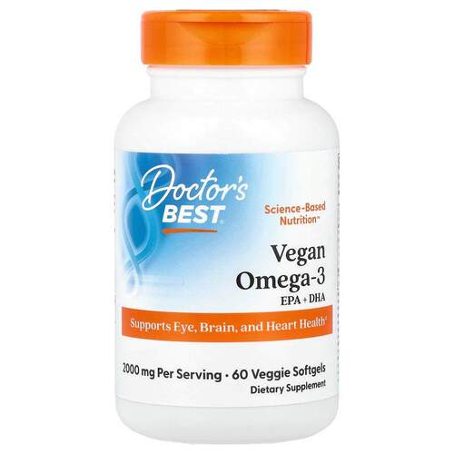 Doctor's Best,全素 Omega-3，EPA+DHA，60 粒素食软胶囊（每粒软