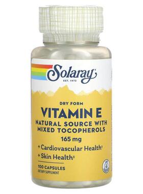 Solaray,干燥形式的维生素 E，165 毫克，100 粒胶囊