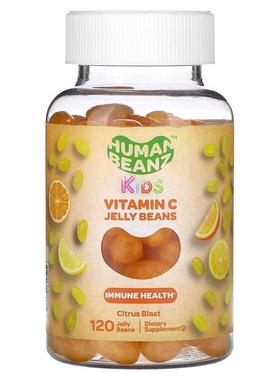 Human Beanz,儿童，维生素 C 果冻豆，爆裂柑橘味，80 毫克，120