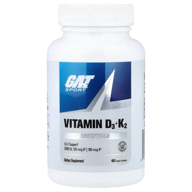 GAT,Sport, Essentials, Vitamin D3 + K2, 60 Veggie Capsules