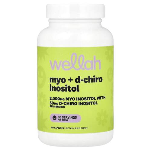 Wellah,Myo + D-Chiro 肌醇，120 粒胶囊