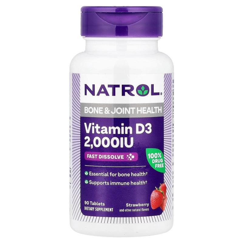 Natrol,维生素 D3，草莓味，2,000 国际单位，90 片