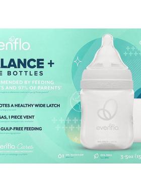 Evenflo Feeding,平衡奶瓶，宽嘴，0 个月以上，慢流量