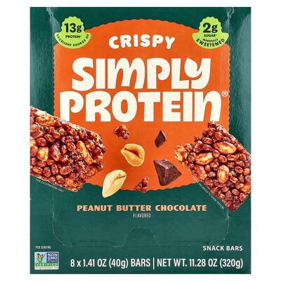 Simply Protein,Crispy Snack Bars, Peanut Butter Chocolate, 8