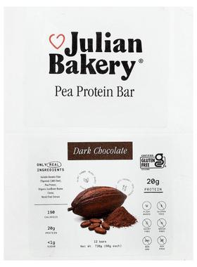 Julian Bakery,Pea Protein Bar, Dark Chocolate, 12 Bars, 2.1