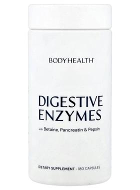 BodyHealth,消化酶胶囊，含甜菜碱、胰酶和胃蛋白酶，180 粒