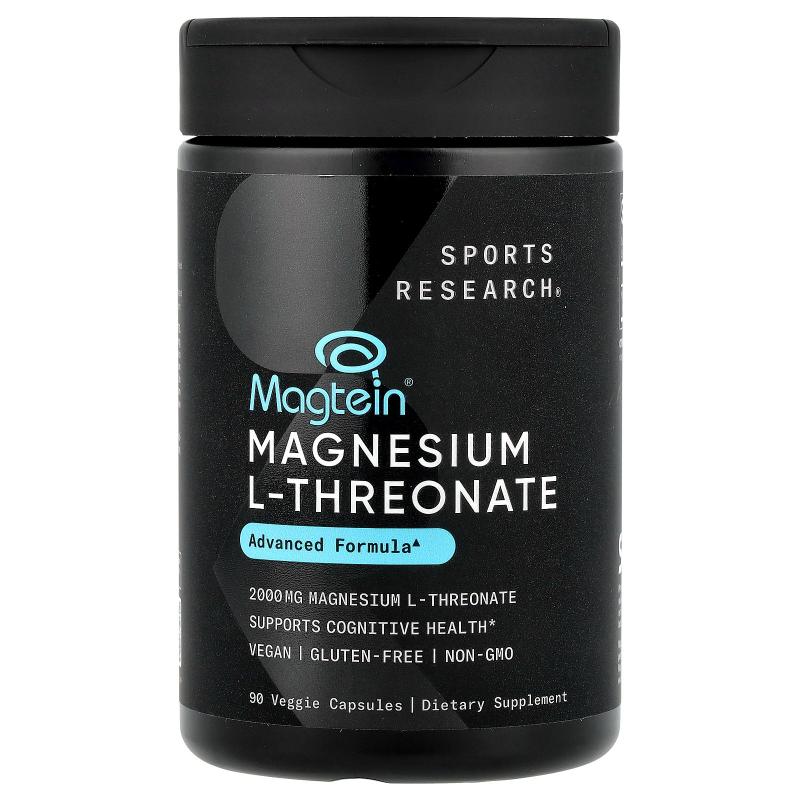 Sports Research,Magtein® L-苏糖酸镁,90 粒素食胶囊(每粒胶囊