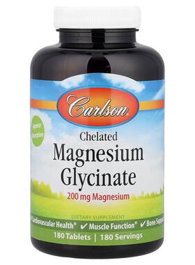 Carlson,甘氨酸螯合镁，200 毫克，180 片