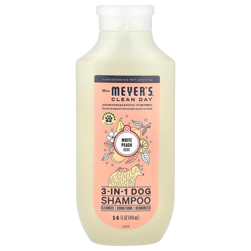 梅耶太太,3 合 1 狗狗洗发水，白桃香，14 液量盎司（414 毫升）