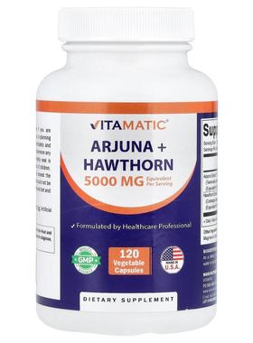 Vitamatic,Arjuna + Hawthorn, 120 Vegetable Capsules