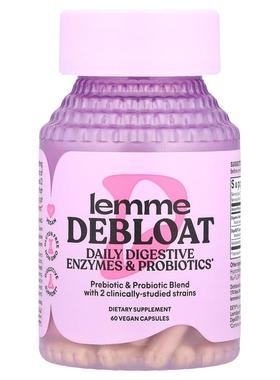 Lemme,舒缓胀气，日常消化酶和益生菌，60 粒全素胶囊